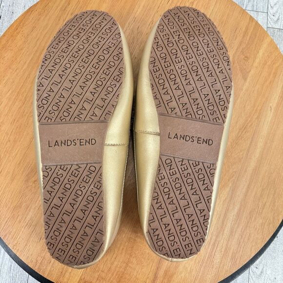 Lands’ End Snowflake Fur Lined Moccasin Slipper Loafer Metallic Gold Size 8 - Picture 9 of 10